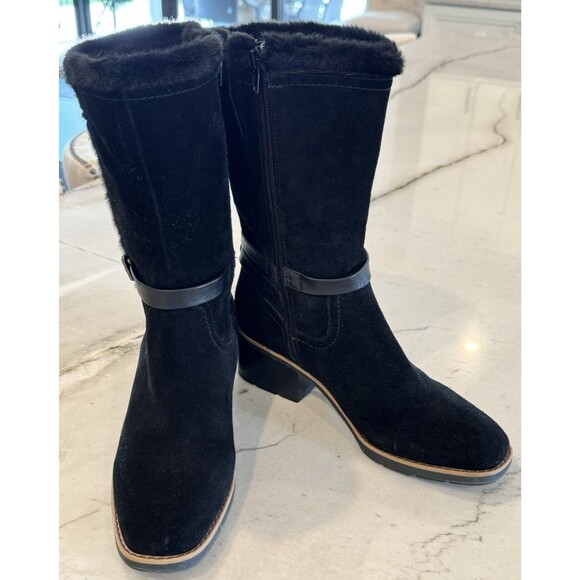 BARETRAPS Womens Black Posture Plus Foot Bed Ginger Toe Suede Leather Boots 8.5 - Picture 4 of 9